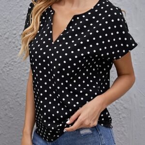 Women’s Polka Dot V-Neck Blouse