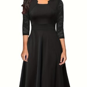 Vintage Floral Lace Swing Dress