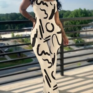 Women’s Casual Letter Print Cami Jumpsuit