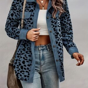 Women’s Y2K Leopard Print Button-Front Jacket